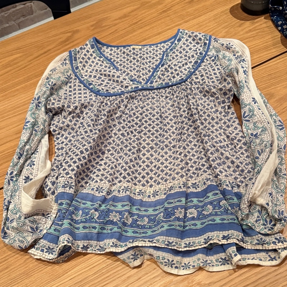 Matta Blue and Cream Blouse